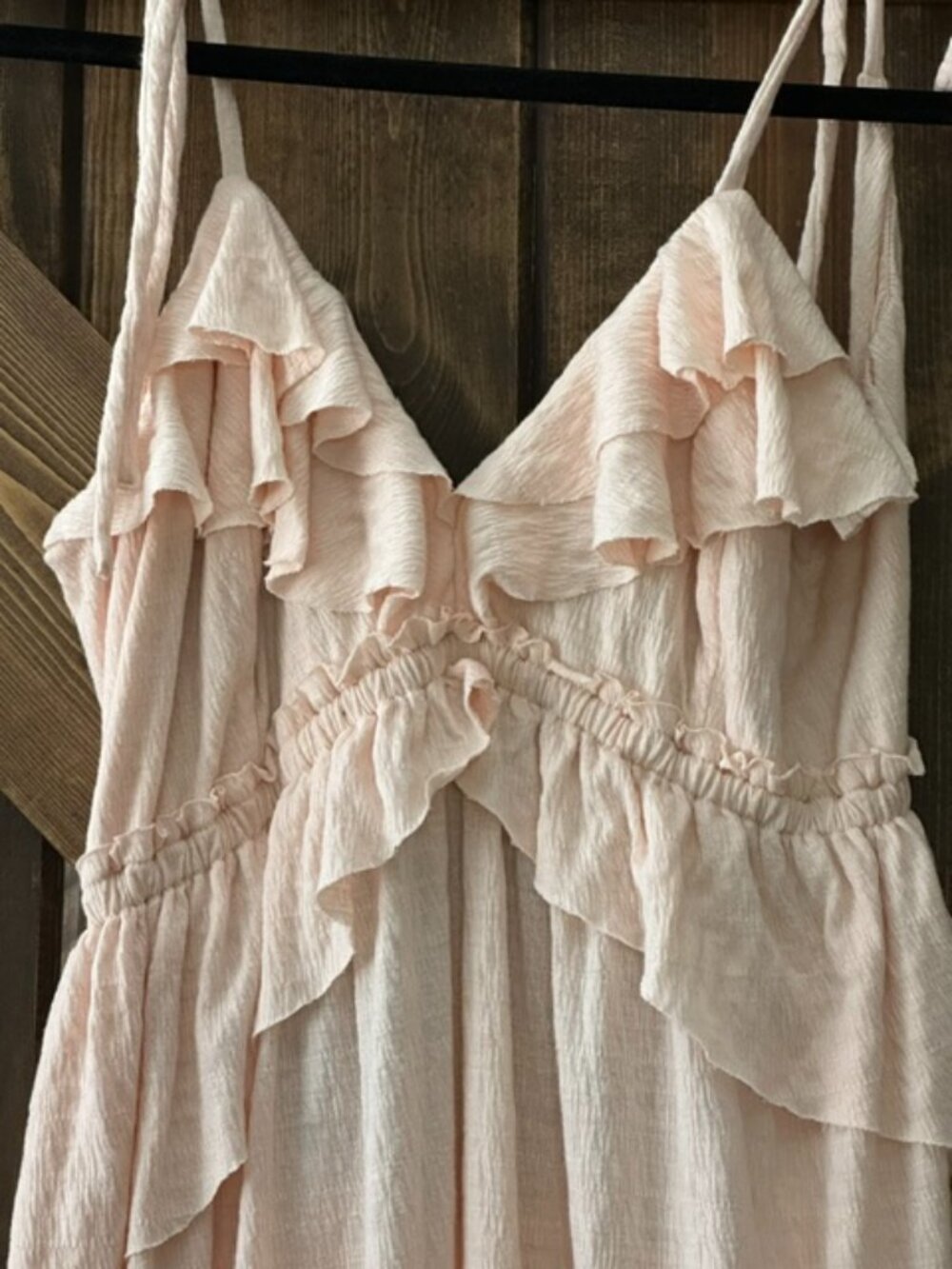 Free People Beach | Santa Luz Maxi Dress Ruffle Halter Open Back Pink XL - Picture 7 of 14